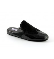 men's slippers BURLINGTON black patent and black pony